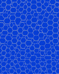 Electric Blue White Hexagonal Grid Rug