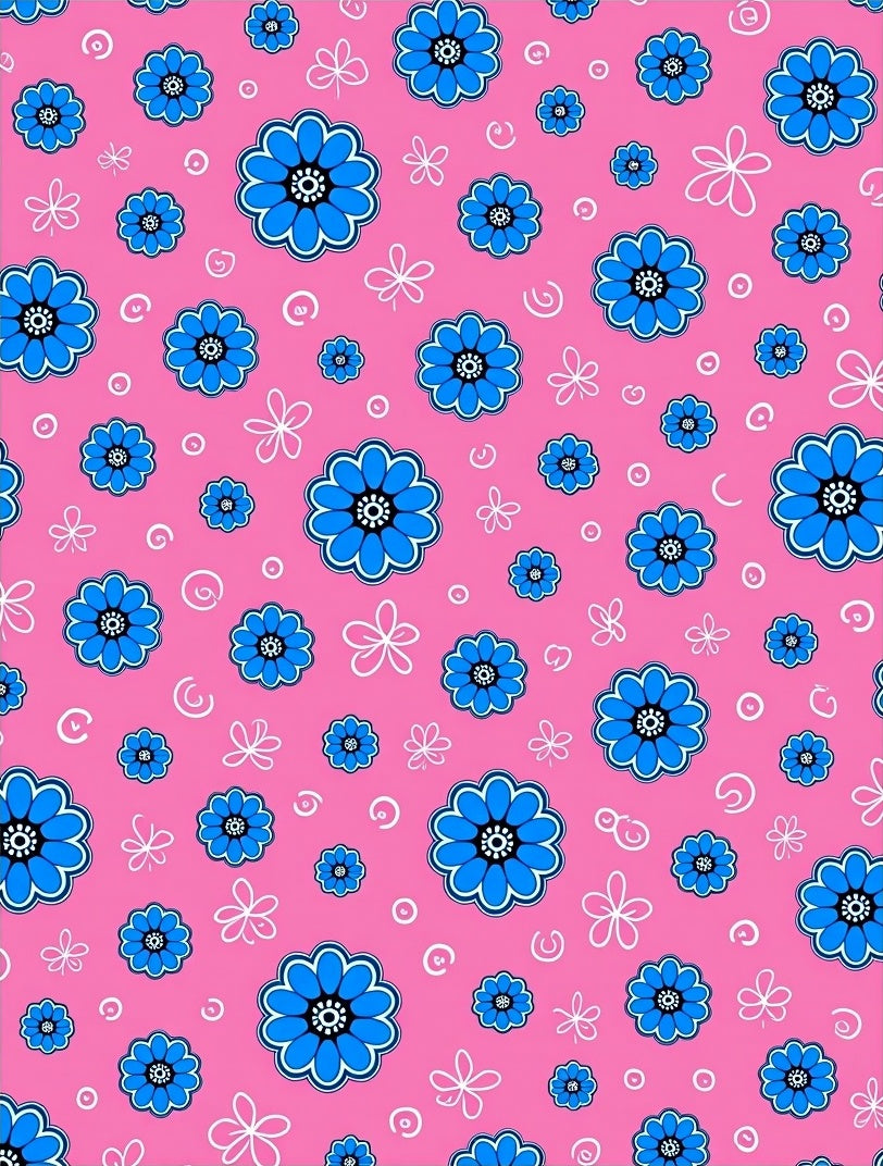 Vibrant Blue Flower Carousel Rug