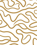 Golden Flowing Line Abstract Rug