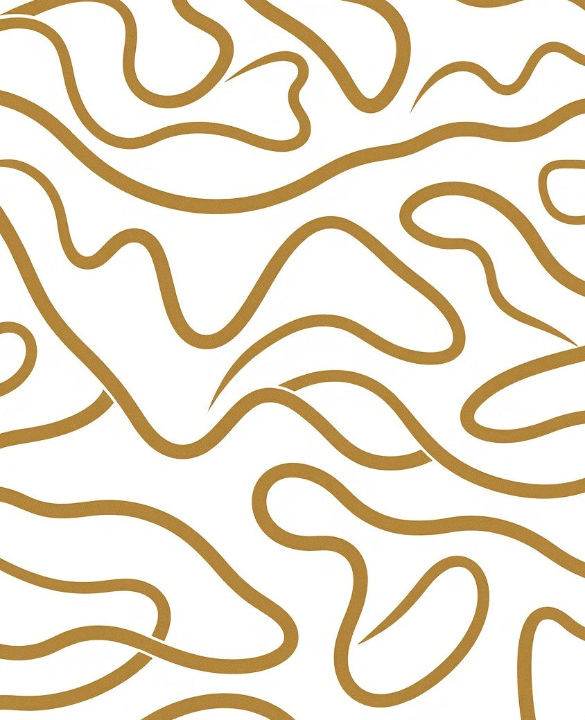 Golden Flowing Line Abstract Rug
