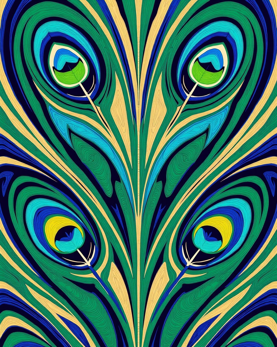 Bold Peacock Feather Eyed Swirl Rug