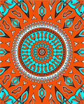 Vibrant Orange Teal Mandala Rug