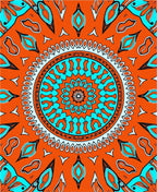 Vibrant Orange Teal Mandala Rug
