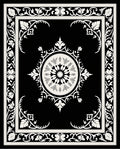 Black and White Floral Medallion Border Rug