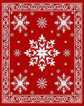 Crimson White Snowflake Border Medallion Rug
