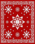 Crimson White Snowflake Border Medallion Rug