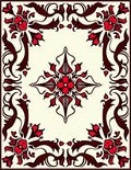 Classic Red Floral Swirl Border Rug