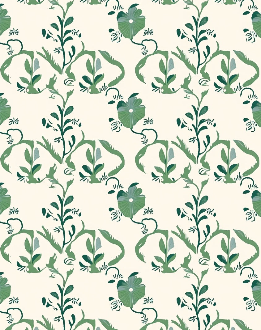 Verdant Green Vine Floral Arrangement Rug