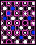 Pink White Blue Circular Chain Overlay Rug