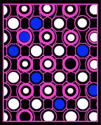 Pink White Blue Circular Chain Overlay Rug