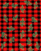 Red Black Buffalo Plaid Pine Sprigs Rug