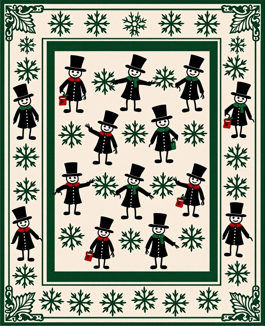 Festive Snowman Snowflake Cream Border Rug