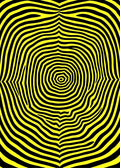 Vibrant Yellow Black Contoured Rings Rug