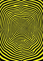 Vibrant Yellow Black Contoured Rings Rug