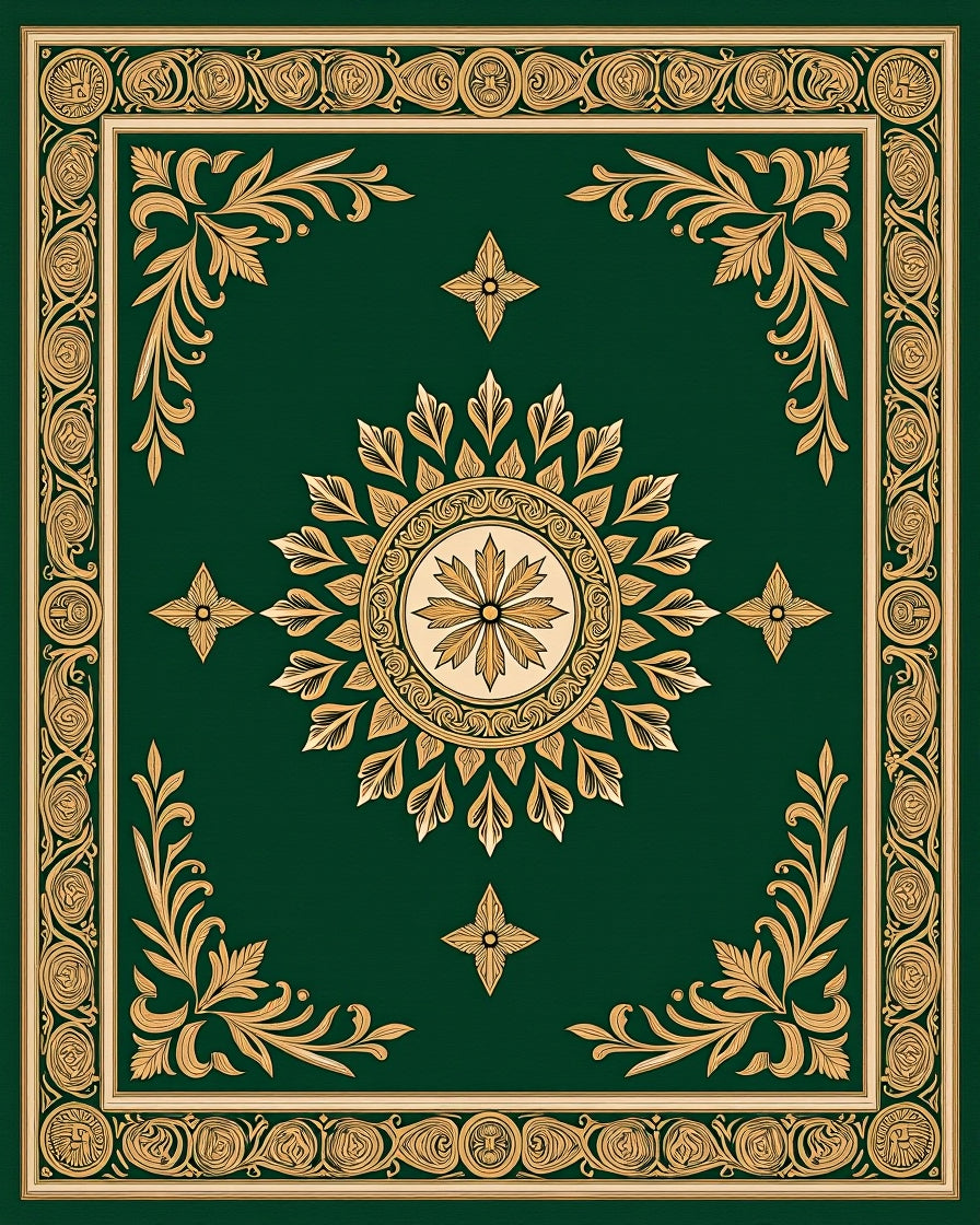 Emerald Green Floral Medallion Rug