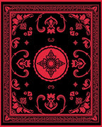 Crimson Floral Medallion Black Rug