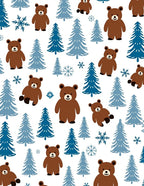 Brown Bears Among Blue Pine Trees Rug