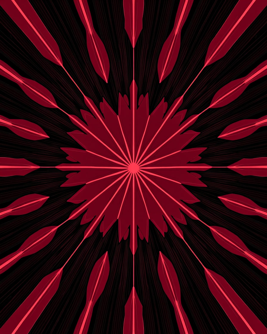 Fiery Red Starburst Bloom Ray Rug