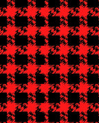 Classic Red Black Houndstooth Check Rug