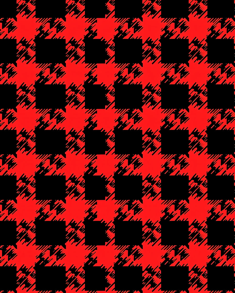 Classic Red Black Houndstooth Check Rug