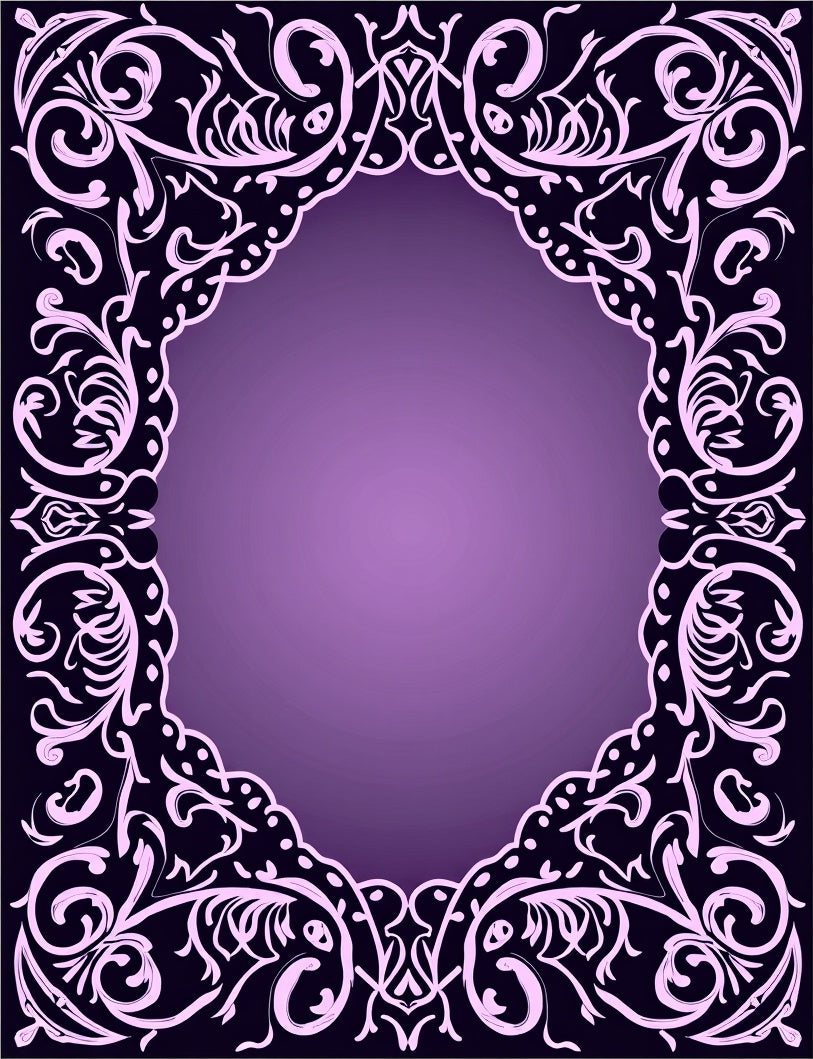 Ornate Violet Scrollwork Overlay Rug