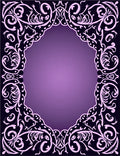 Ornate Violet Scrollwork Overlay Rug