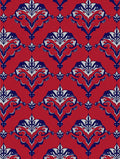 Crimson Red Elaborate Navy White Damask Rug