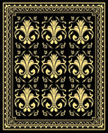 Classic Black and Gold Fleur de Lis Rug