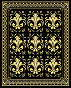Classic Black and Gold Fleur de Lis Rug
