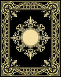 Ornate Gold Geometric Centerpiece Black Rug