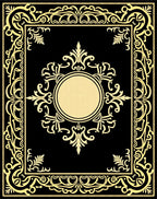 Ornate Gold Geometric Centerpiece Black Rug