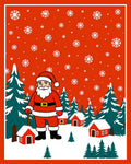 Merry Santa Claus Snowfall Winter Scene Rug