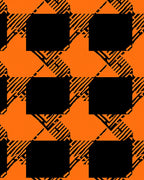 Bold Orange Black Houndstooth Squares Rug