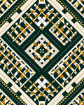 Geometric Emerald Diamond MedallionRug Rug