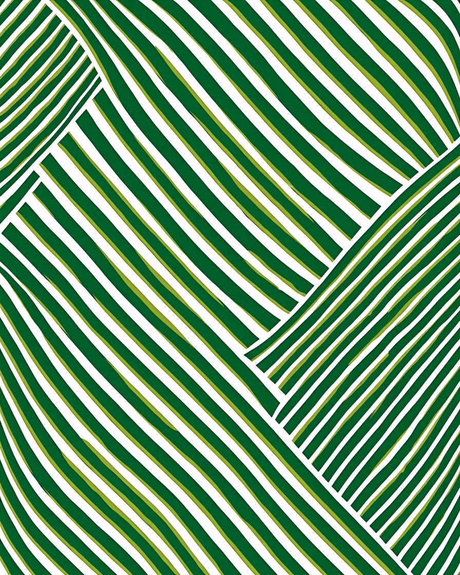 Deep Green White Wavy Stripe Rug