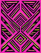 Bold Pink Yellow Geometric Lines Rug