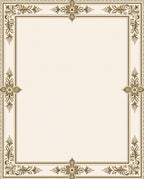 Elegant Gold Floral Scroll Border Rug