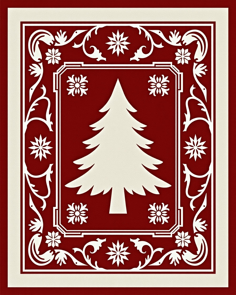 Crimson Tree Framed Floral Rug