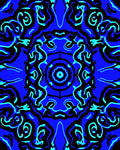 Vibrant Blue Abstract Swirl Medallion Rug