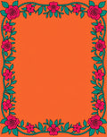 Vibrant Pink Floral Vine Border Rug