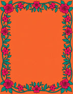 Vibrant Pink Floral Vine Border Rug