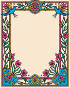 Vibrant Floral Bird Border Rug