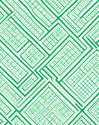 Emerald Green Rectangular Interlocking Lines Rug