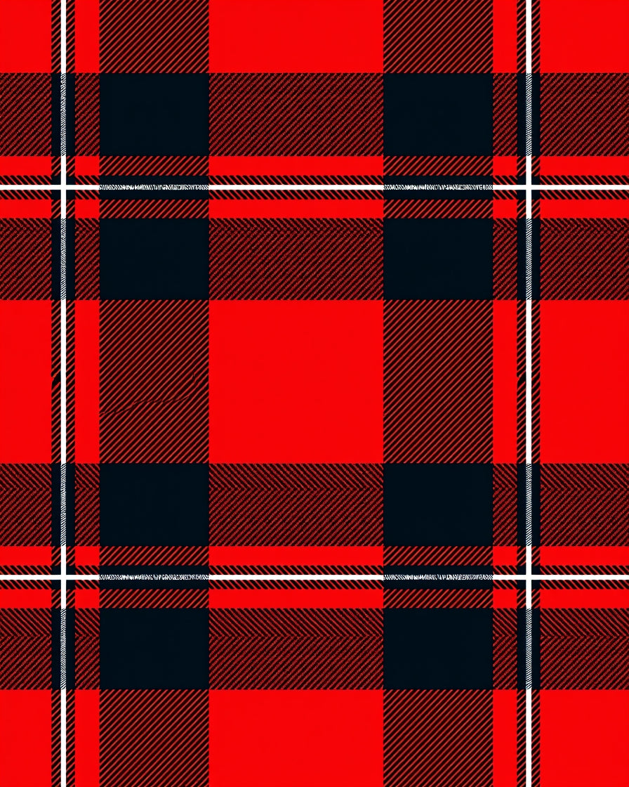 Classic Red Black Plaid Squares Rug