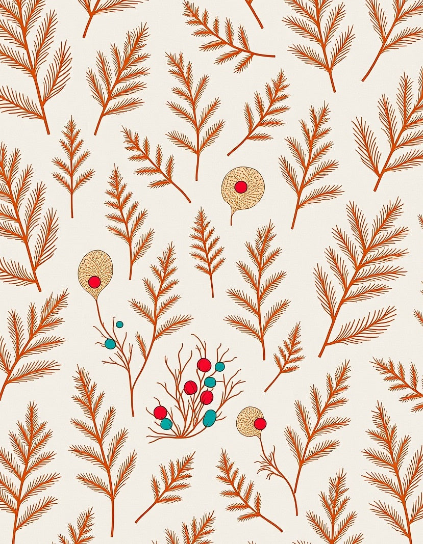 Terracotta Sprigs And Berries Rug