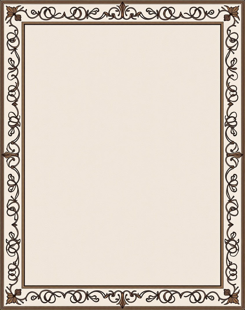 Ornate Scrollwork Cream Border Rug