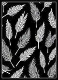 Black White Tropical Feather Repeat Rug