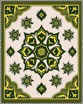 Emerald Gold Abstract Floral Medallion Rug