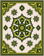 Emerald Gold Abstract Floral Medallion Rug