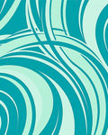 Teal Aqua Swirl Abstract Rug